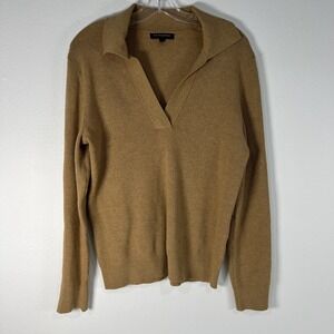 Banana Republic Sweater Womens M Brown Camel Tan Merino Wool Minimalist Neutral
